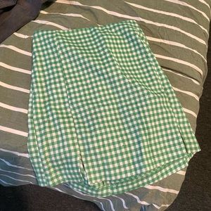 Green and white mini skirt